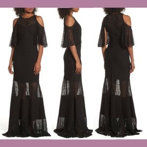 NEW $548 Tadashi Shoji Cold Shoulder Lace Gown XL